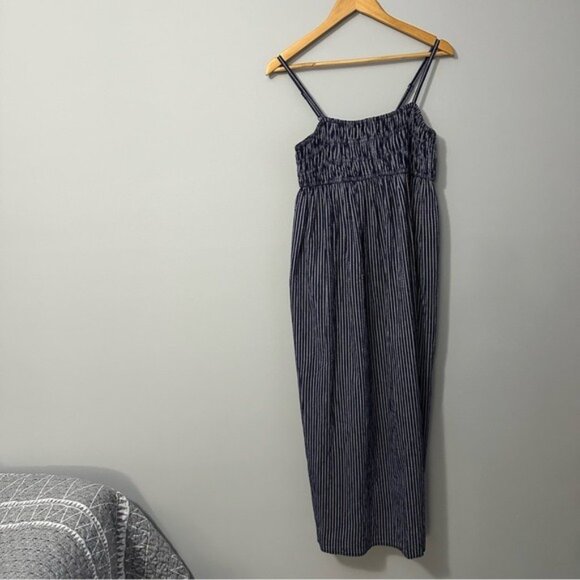 A New Day Striped Maxi Dress Blue White Smocked Sundress Coastal Prep Size Small - Picture 2 of 10
